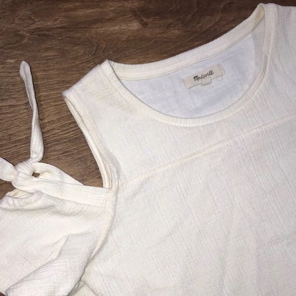 Madewell size small ivory cold shoulder top - Picture 5 of 10